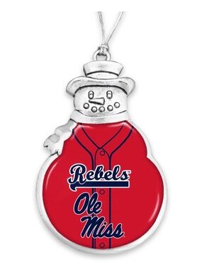 Ole Miss Rebels Christmas Ornament-Snowman with Baseball Jersey NWOT